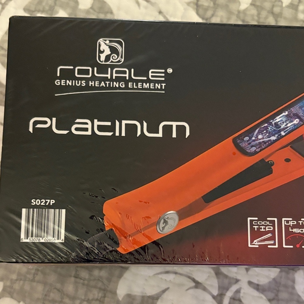 Royale Platinum Orange Citrus Hair Straightener ~ 1.25 Ceramic Plates - New - Picture 7 of 8